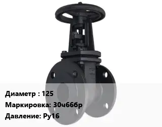 Задвижка чугунная 125 30ч66бр Ру16